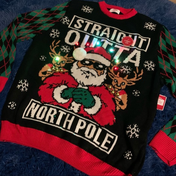 Straight Outta Light-up Ugly Christmas Sweater NWT - Picture 8 of 10